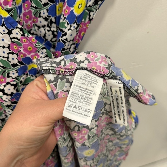 J. Crew Fabrizia Midi Wrap Dress in Soft Rayon Pink Blue Flowers Floral X-Small - Picture 8 of 11
